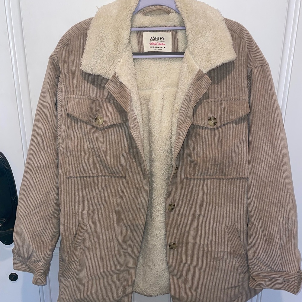 Ashley By 26 International Cream and Tan Utility Jacket